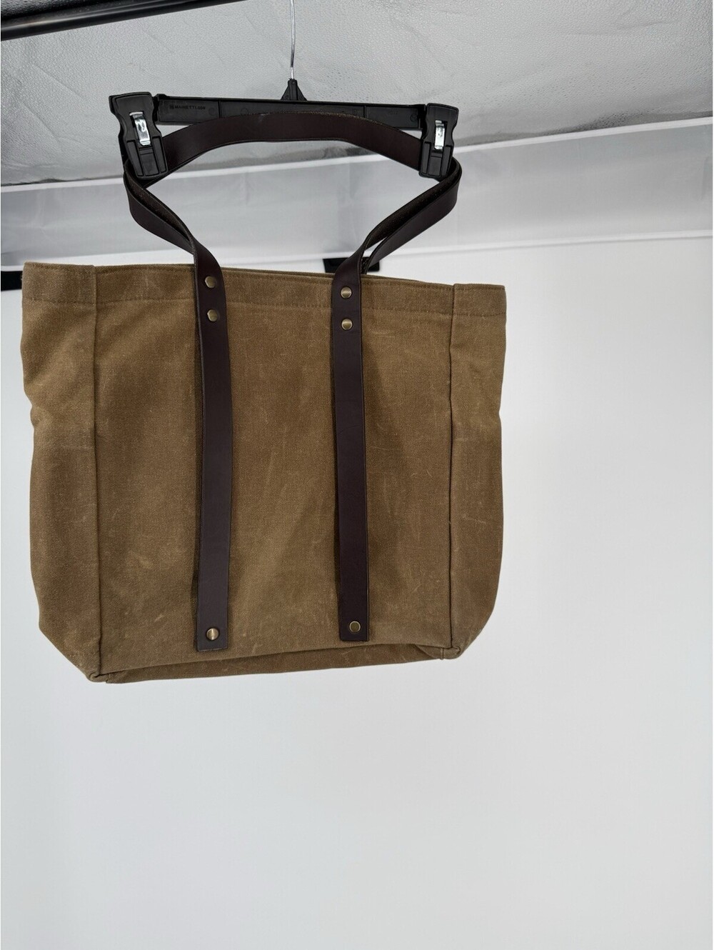 J Stark Franklin Tote Bag Brown Waxed Canvas Leather USA Made - Picture 4 of 9